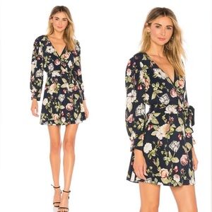 Alice + Olivia Hannah Wrap Dress in Hazy Floral Sapphire/Size 2